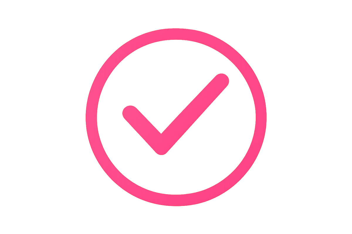 icone check avec cercle autour de cette couleur rose : #f652a0