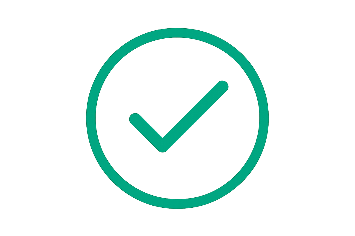 icone check encerclé du meme vert que l'etoile trust pilote avec fond transparent